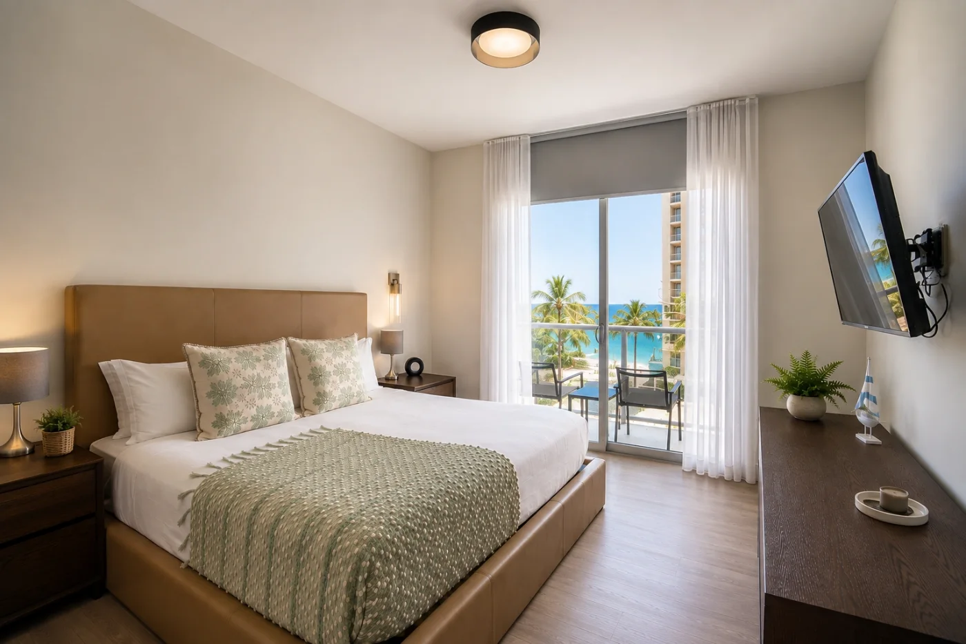 Un salón con vistas al mar