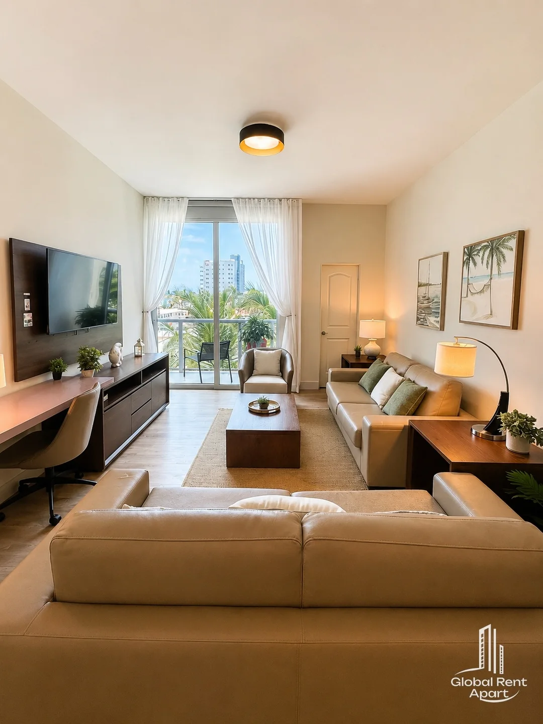 Salón y comedor de uno de los apartamentos