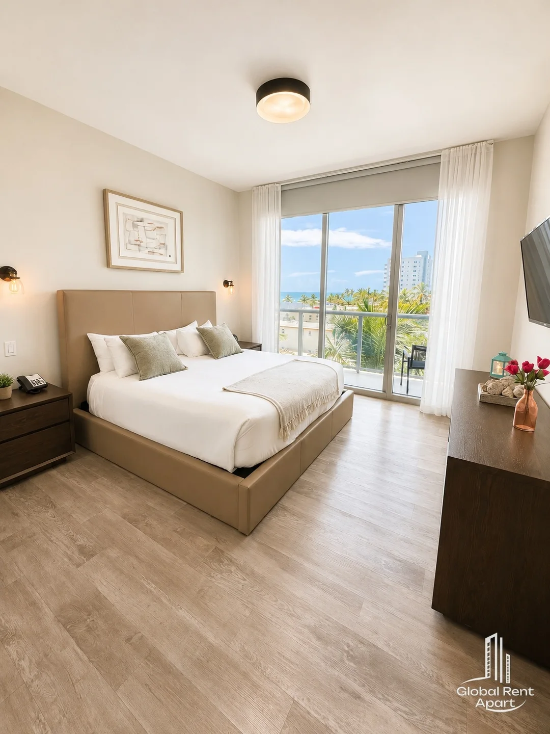 Dormitorio con cama grande